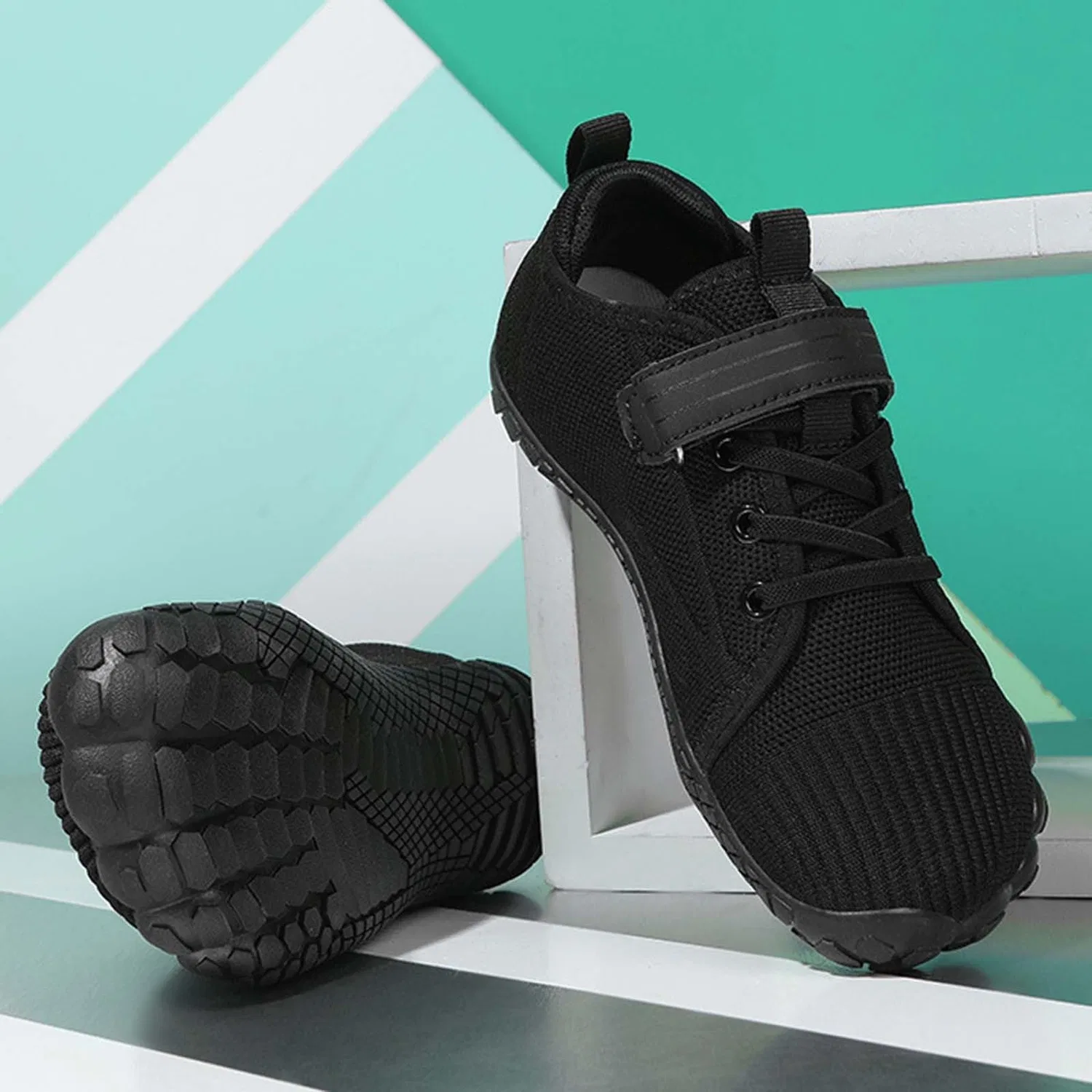 Детские кроссовки для мальчиков с принтом Barefoot Bambino, Black Lkrseef — фото 4