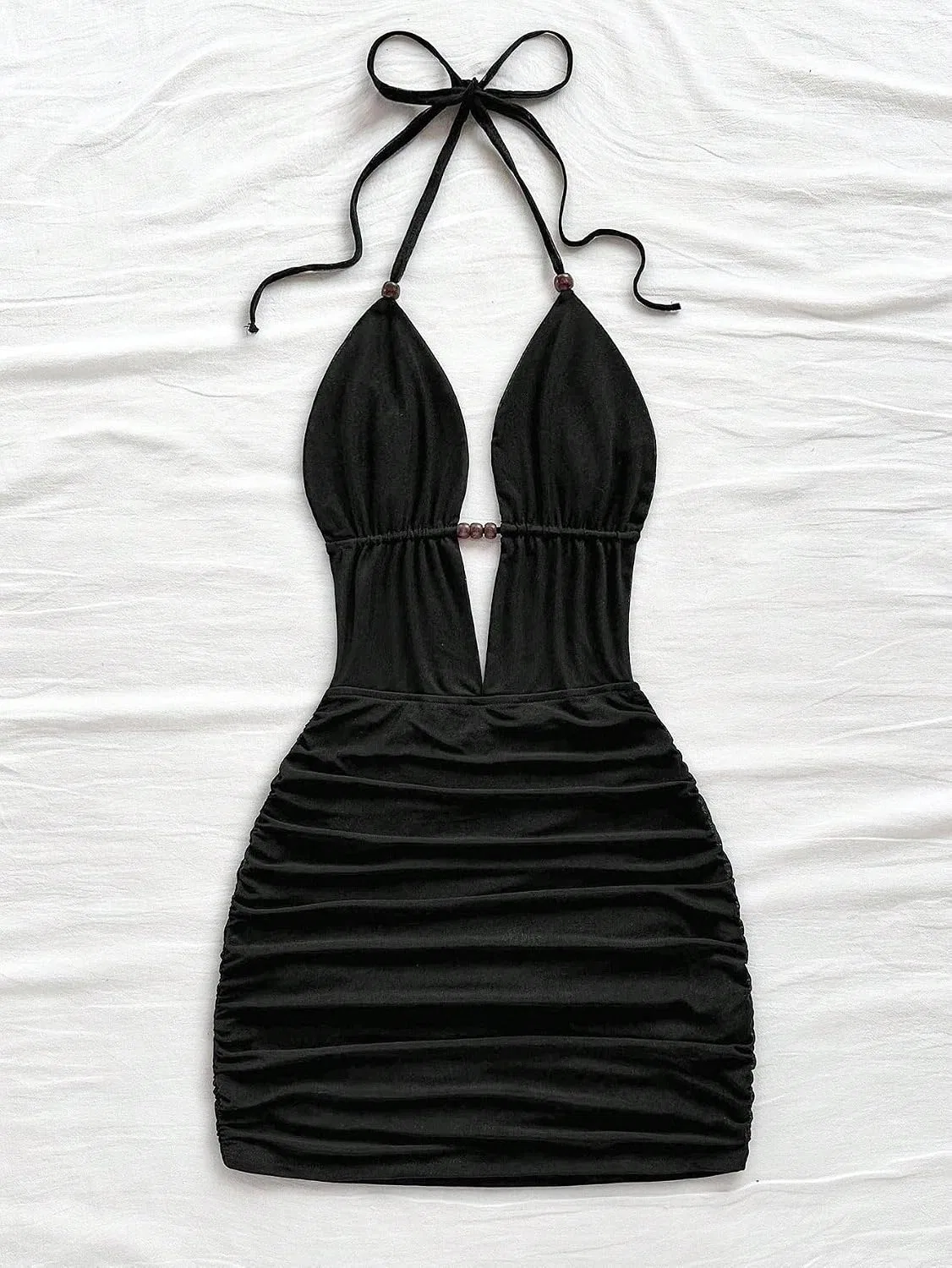 Женское мини-платье bodycon с открытой спиной, Black — фото 4