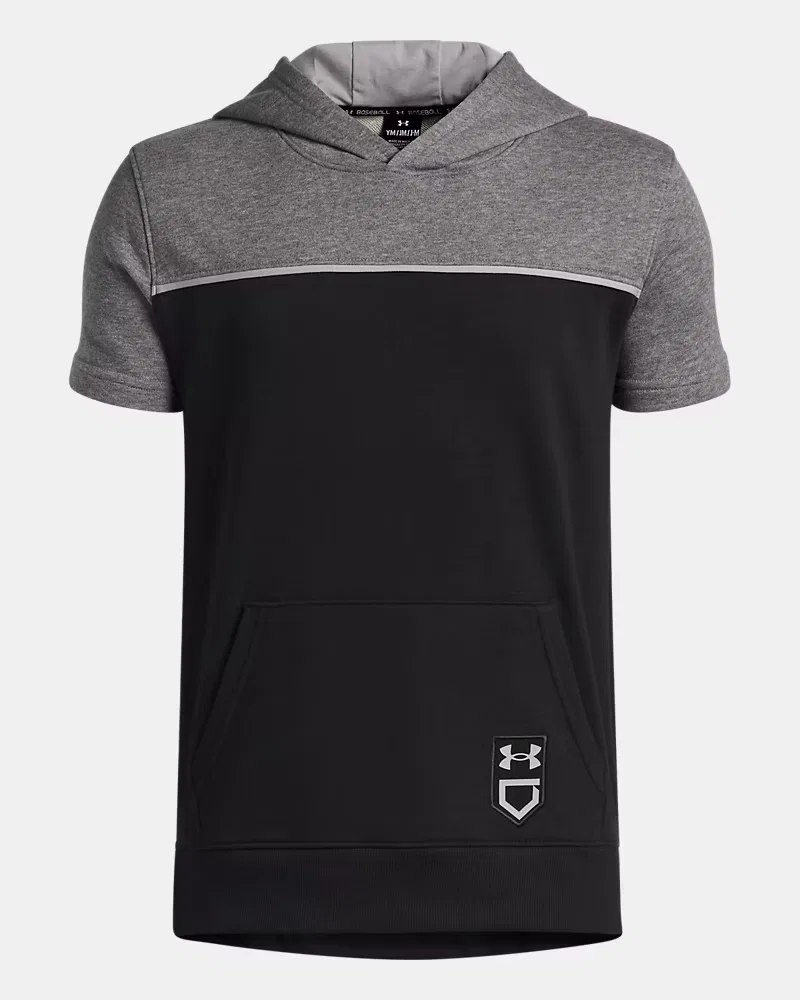 Детское худи с коротким рукавом без шнурка на капюшоне UA Utility UnderArmour, Black/Castlerock/Mod Gray
