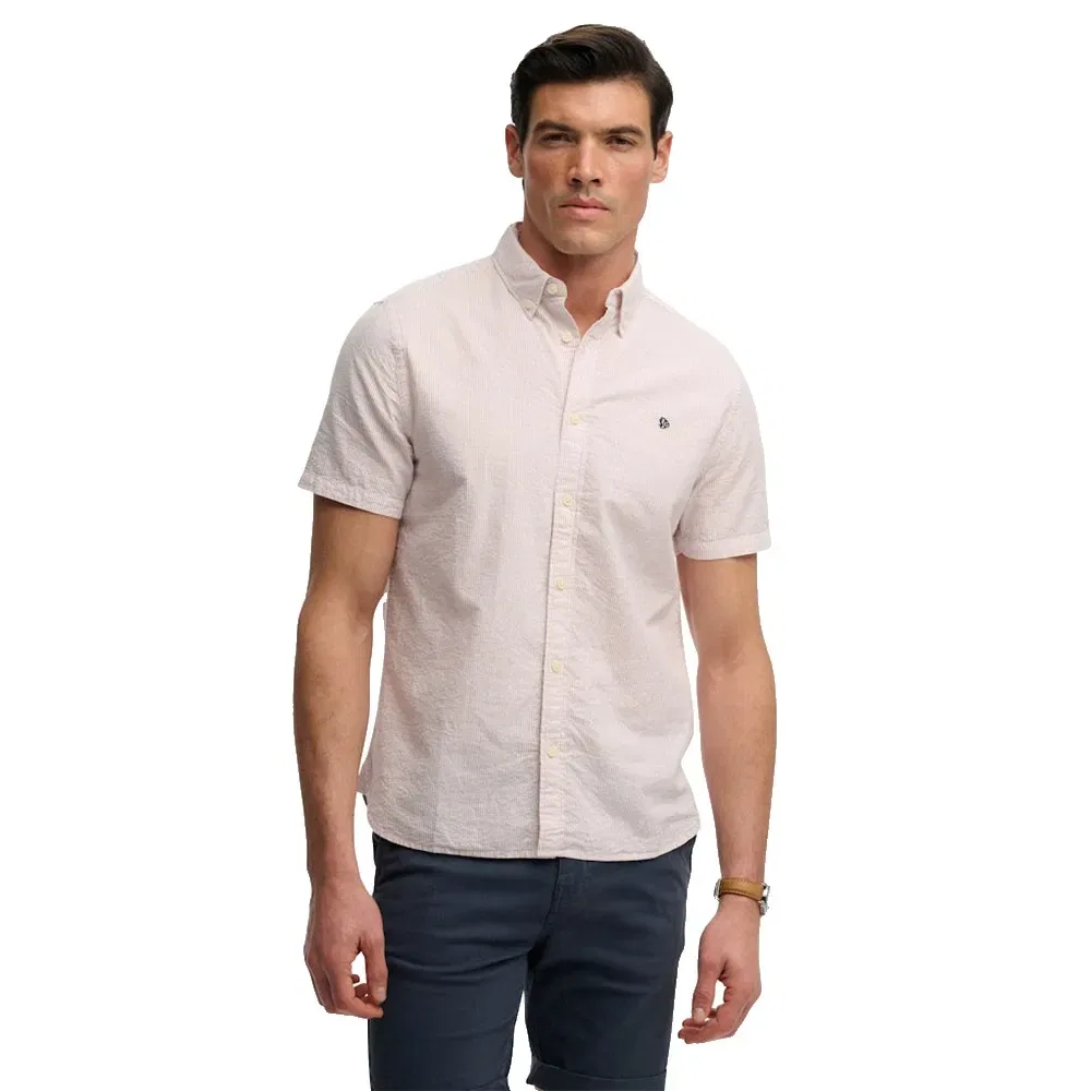 Рубашка с коротким рукавом Classic Seersucker Superdry, бежевый