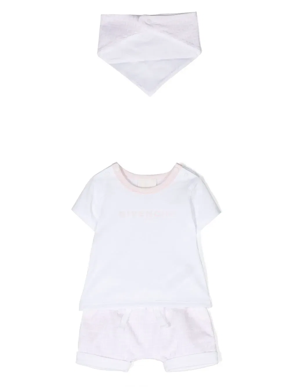 Комплект из шортов, платка и футболки с логотипом 4G Givenchy Kids, белый