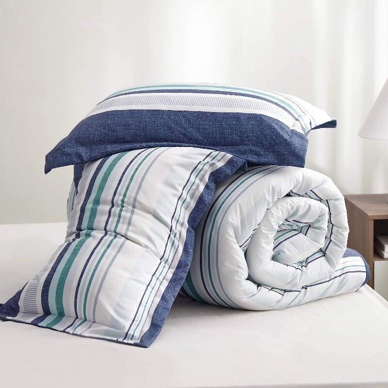 

Комплект двуспального постельного белья Bedsure King, 3 предмета, синий/белый