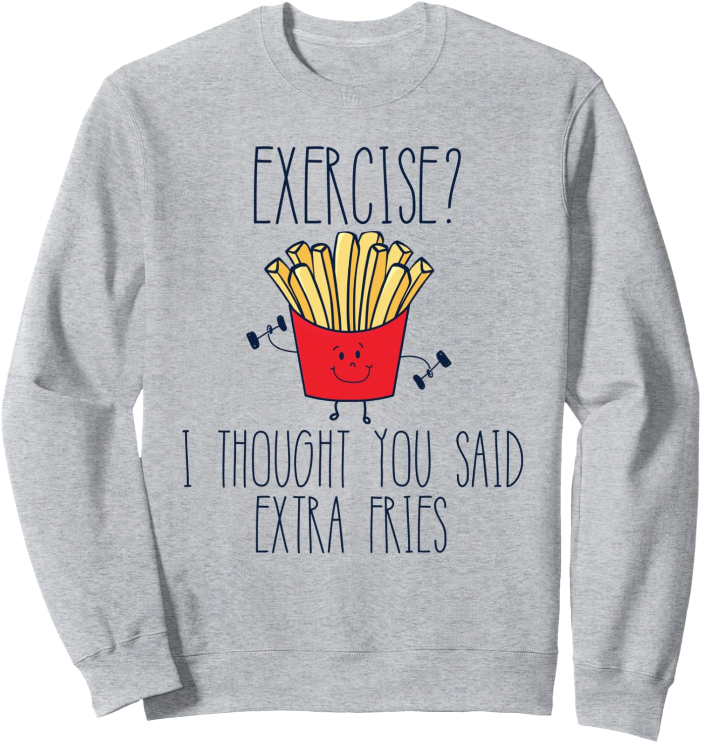 

Забавная толстовка для тренировок в спортзале с надписью «Я думал, ты сказал дополнительная картошка фри», серая (серый меланж), размер S Funny Gym Workout Fitness Hs0
