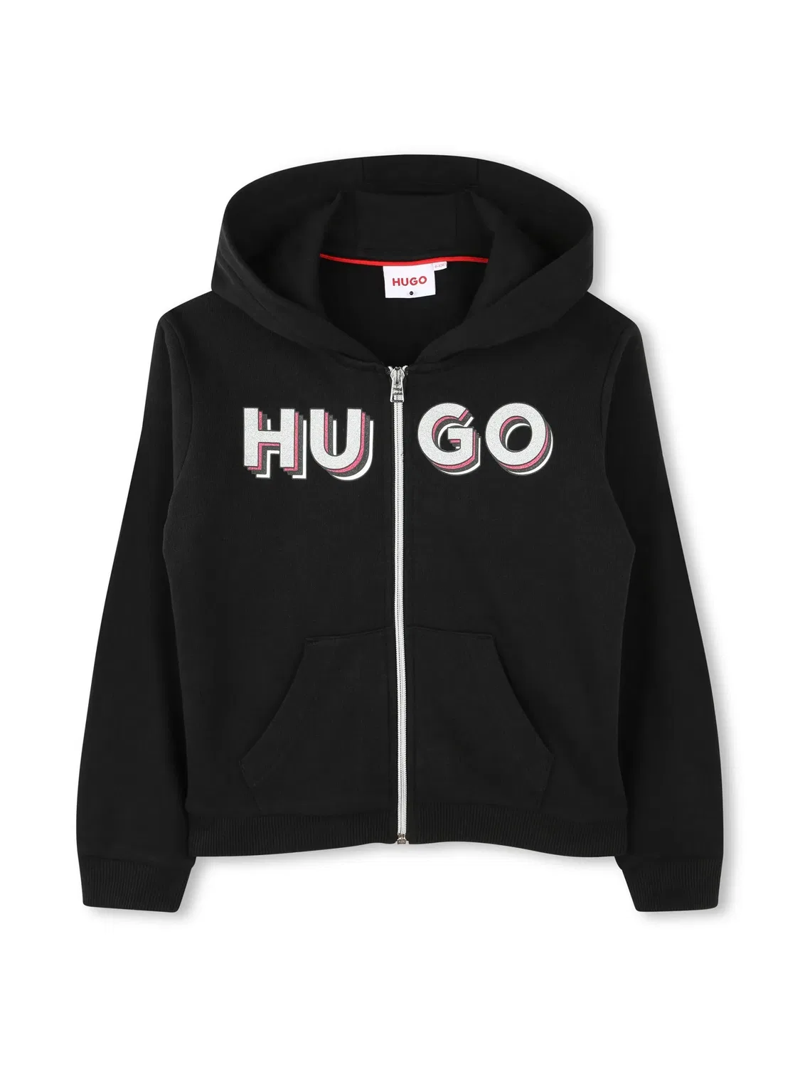 Худи с логотипом Hugo на молнии, черный