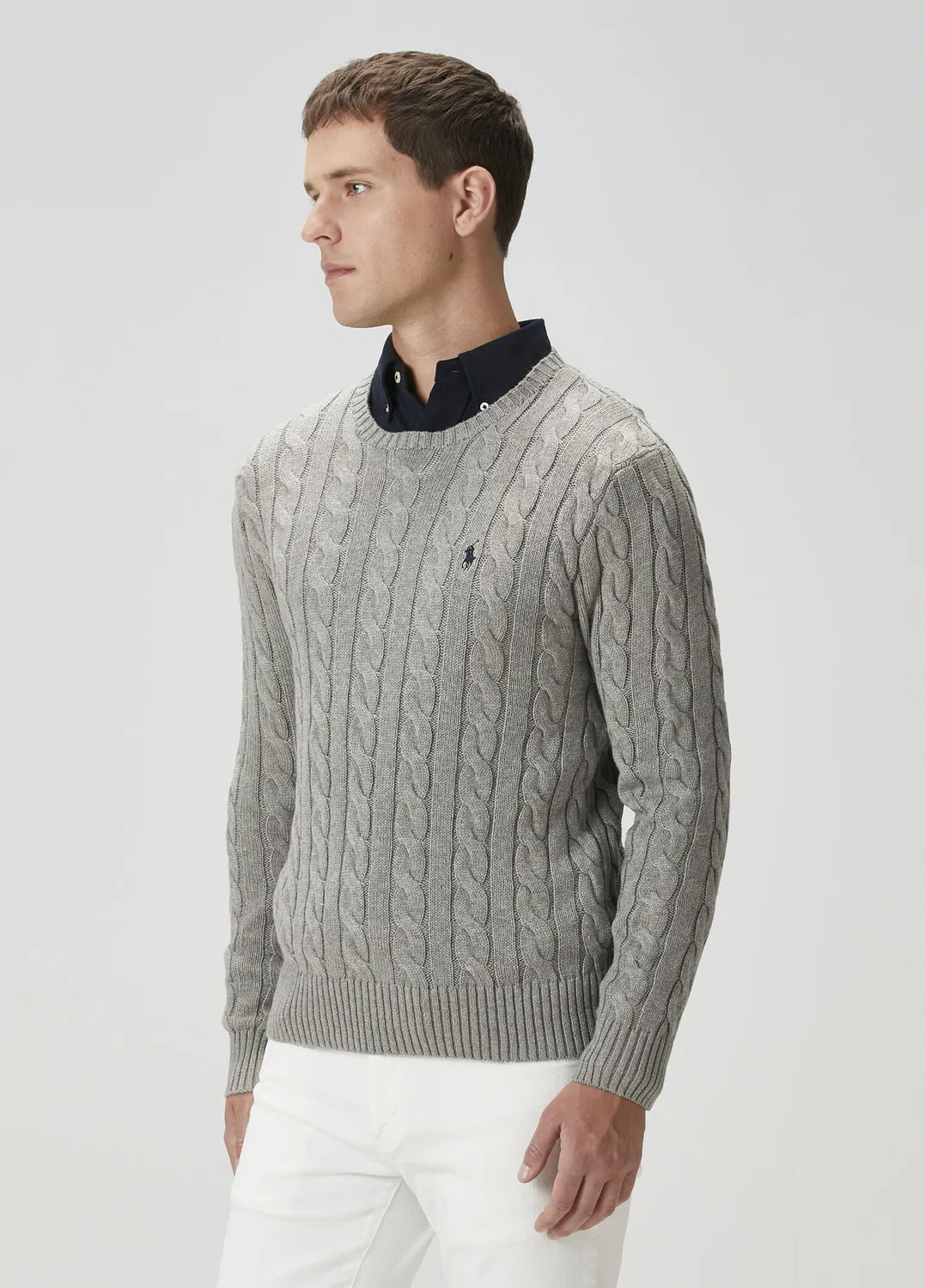 Свитер фактурный вязки Polo Ralph Lauren, серый — фото 3