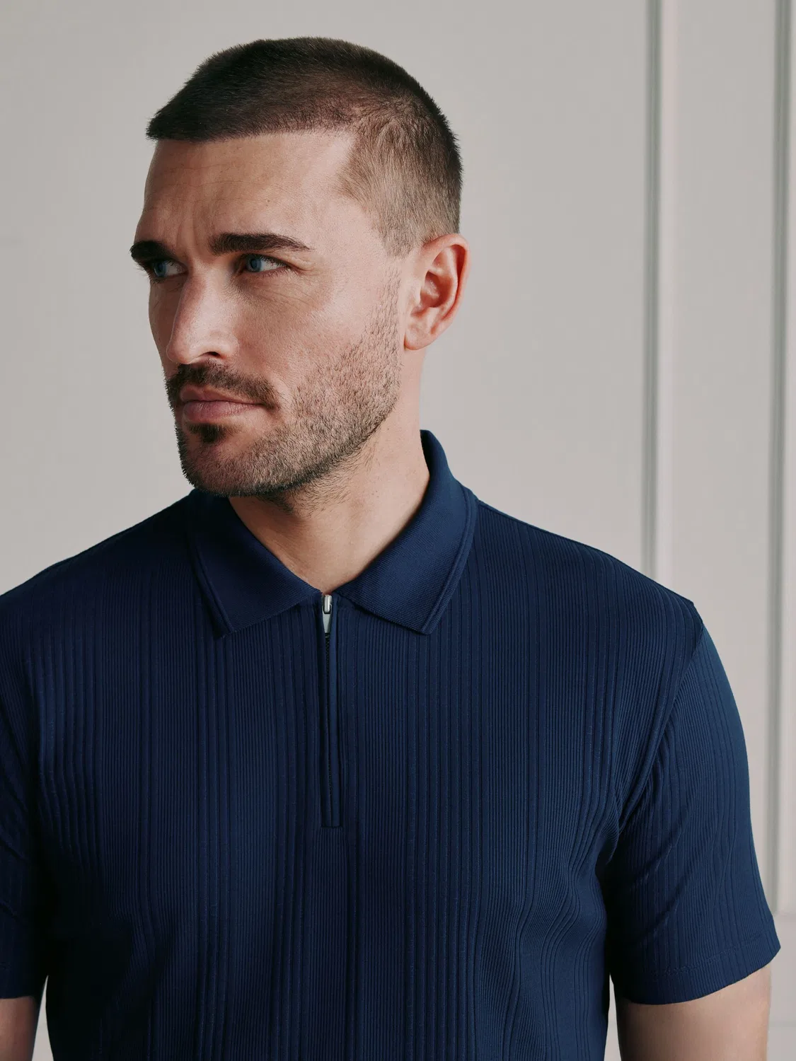 Поло Supima Cotton Ribbed, N. Premium Next, темно-синий