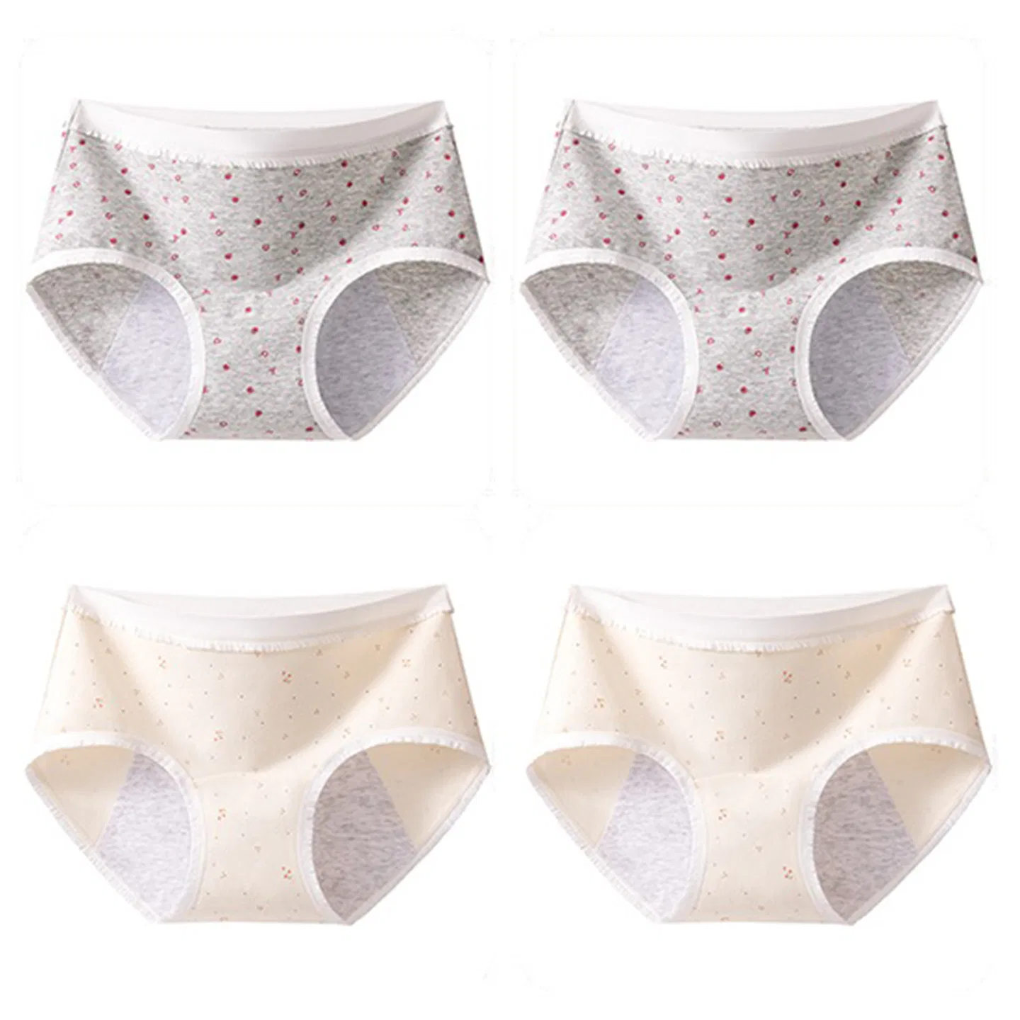 Детские трусы для девочек с принтом Red Bean, Apple Light Gray + Cherry Light Apricot