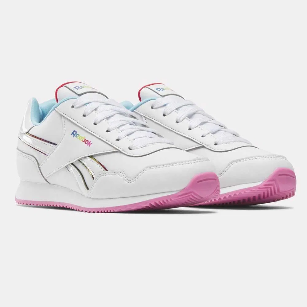 Детские кроссовки для девочек кожаные Reebok Royal Cl Jog 3.0, White Vecred Dgtblu — фото 4