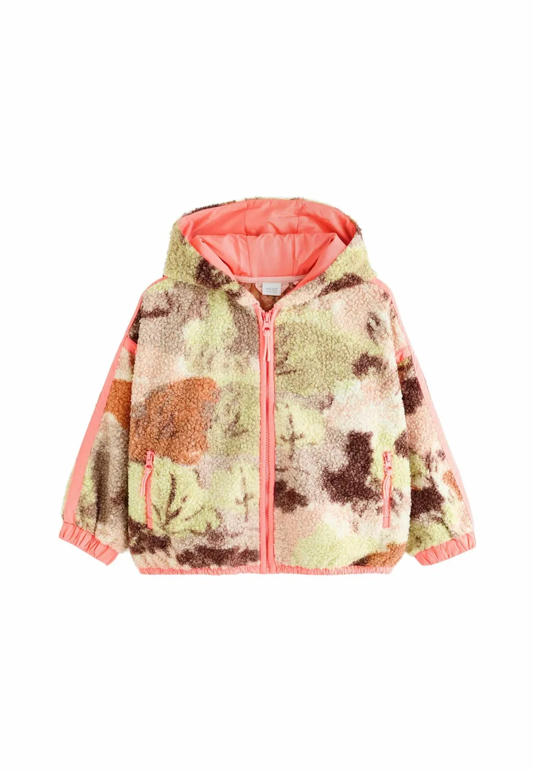 Куртка из искусственной кожи с капюшоном на молнии - легкая куртка Next, Neutral Pink Abstract — фото 3