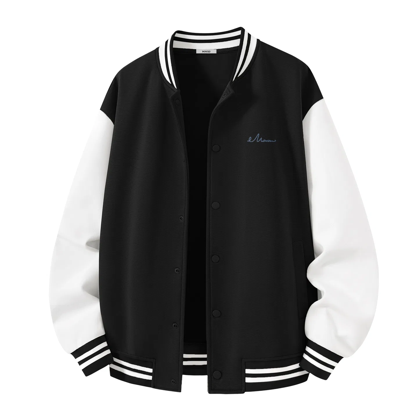 Детская бейсбольная куртка с начесом Freehand Chest Logo, MINISO, Black