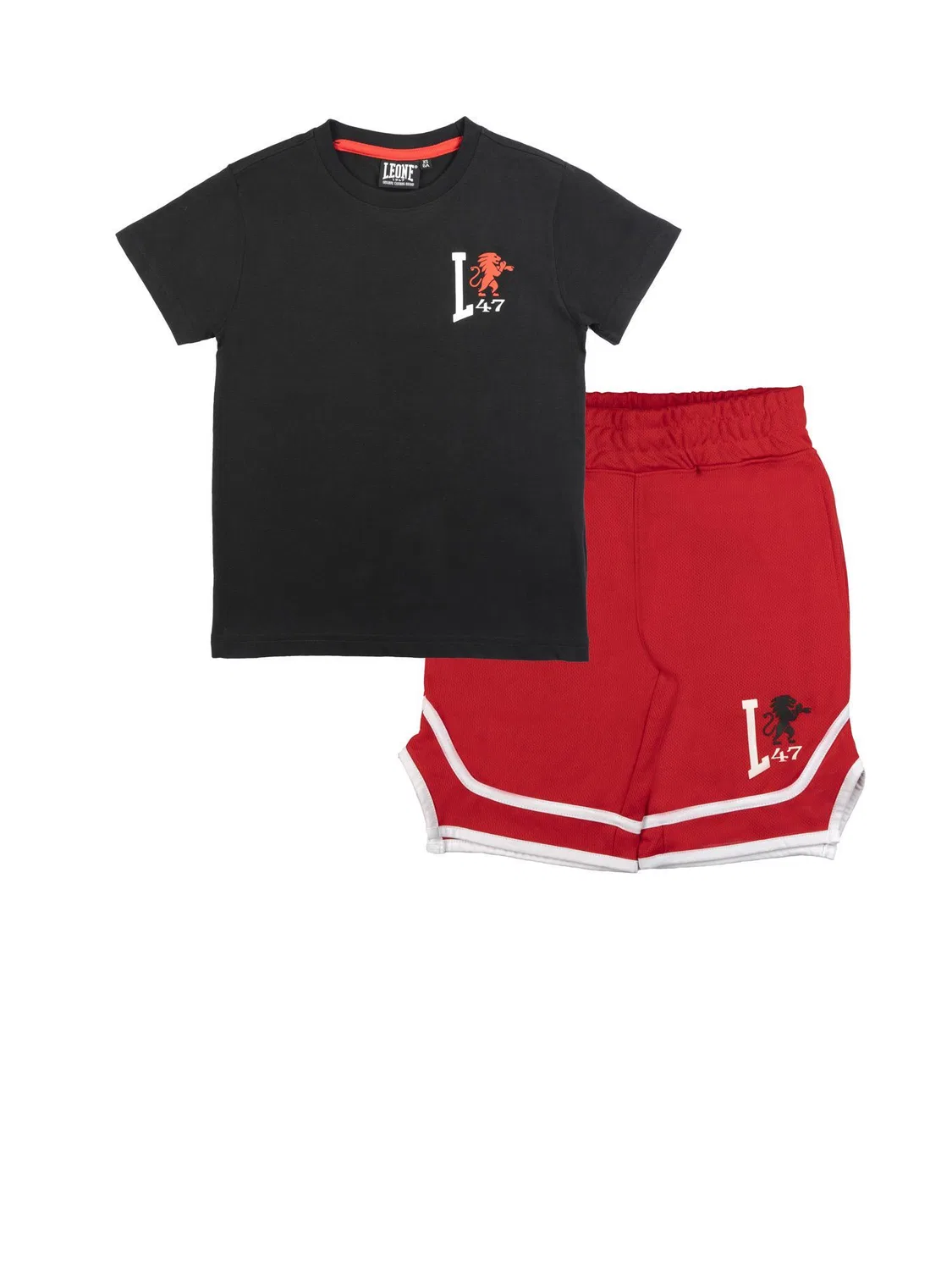 Детский комплект для мальчиков с принтом T-Shirt + Bermuda-Shorts Leone 1947 Apparel, Schwarz Rot