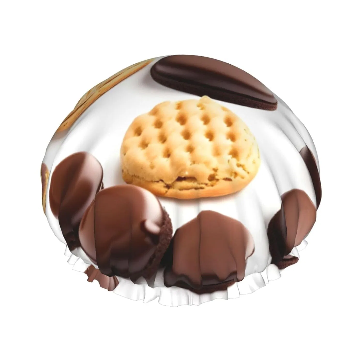 Шапочка для душа PULaif, двойной слой, Cookies Food Chocolate Chip Biscuits