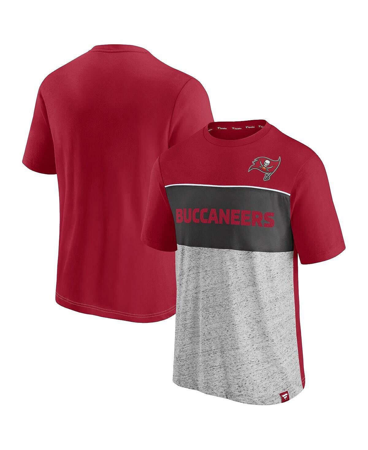 

Мужская футболка tampa bay buccaneers красного цвета с цветными блоками heather grey Fanatics, мульти