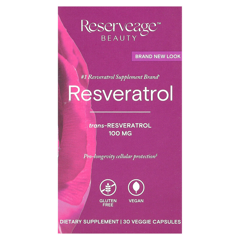 

Reserveage Beauty, ресвератрол, 100 мг, 30 растительных капсул