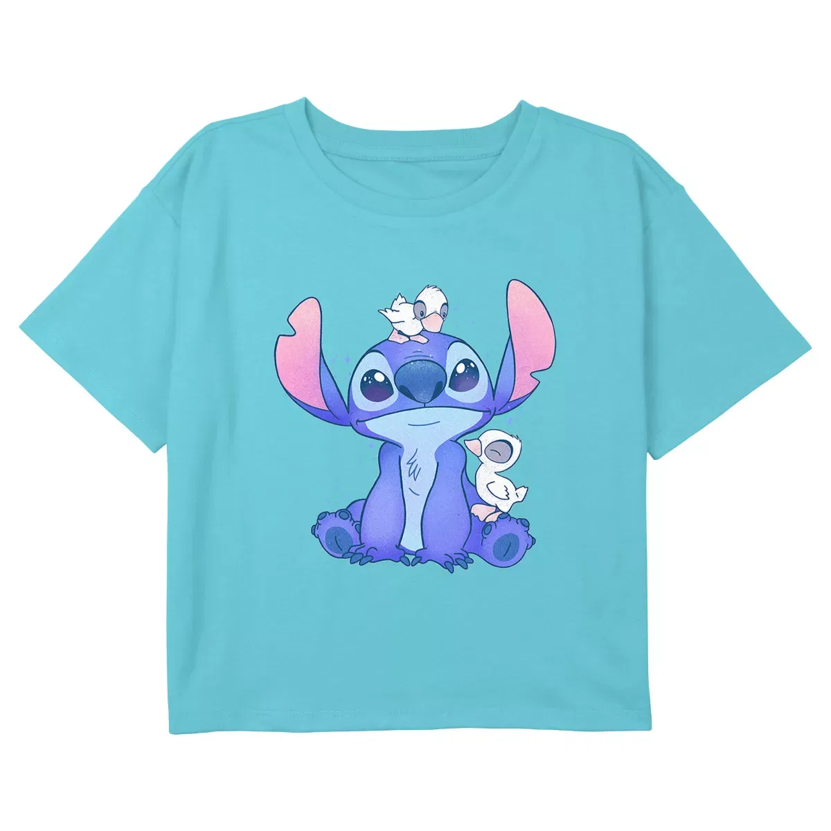 Детская футболка с принтом для девочек Lilo & Stitch Duck Friends Graphic Cropped T-Shirt, Blue