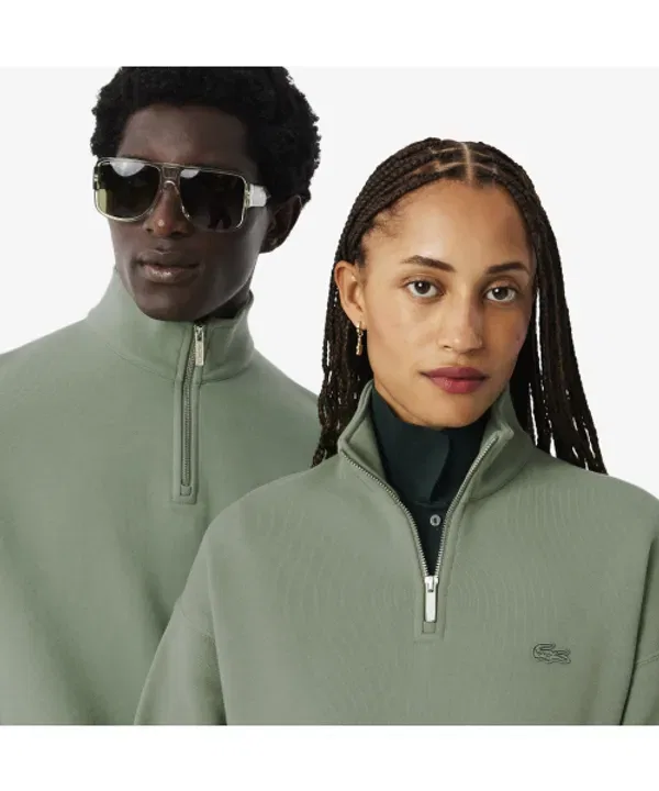 Свитер мужской свободного кроя с полузастежкой Lacoste, темно-синий — фото 2