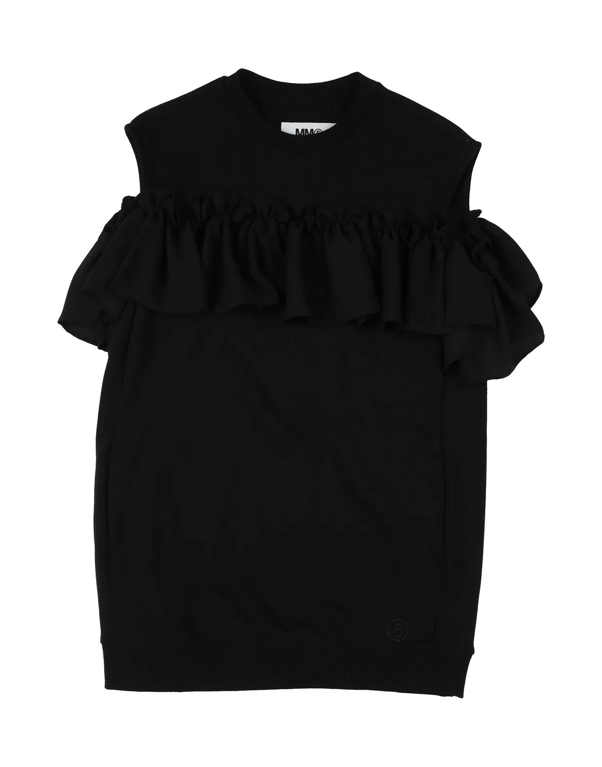 Детское платье из футера для девочек с круглым вырезом MM6 Maison Margiela, черный