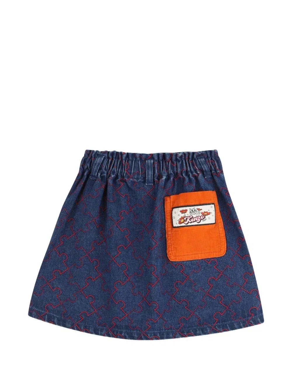Джинсовая юбка мини с принтом Kenzo Kids, синий — фото 2
