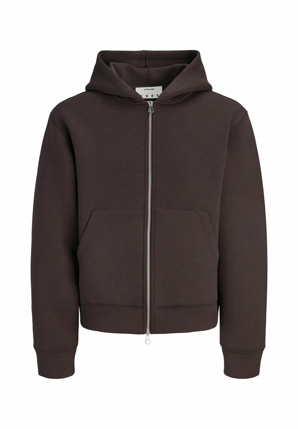Толстовка с капюшоном, однотонная, для подростков - на молнии Jack & Jones Junior, Chocolate Torte