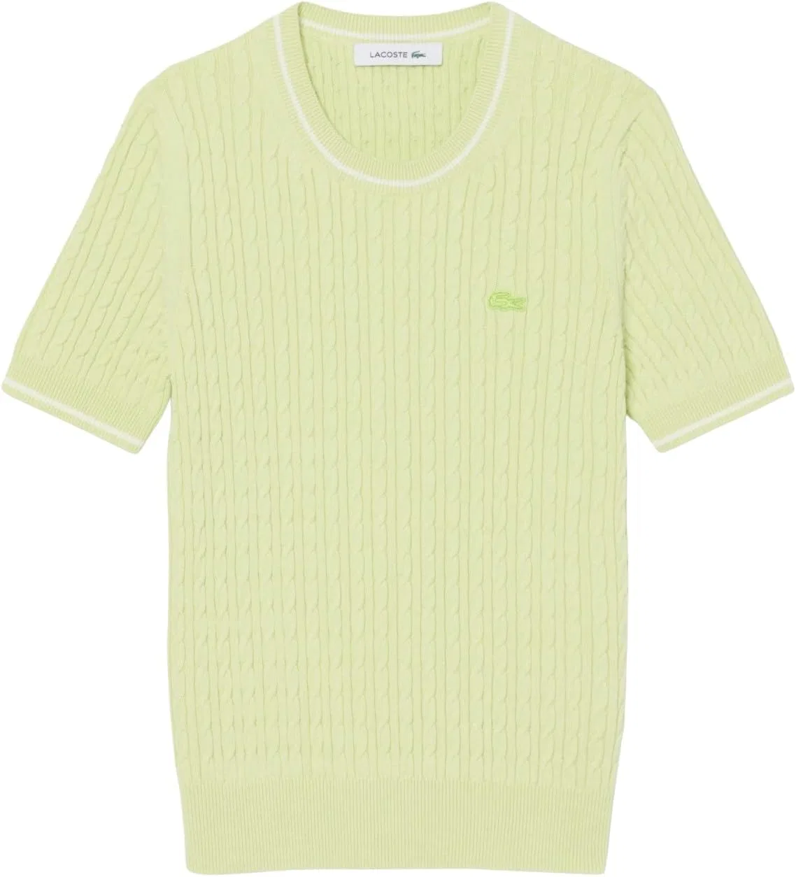 Женский свитер с кабельной вязкой и коротким рукавом Lacoste, Sencha