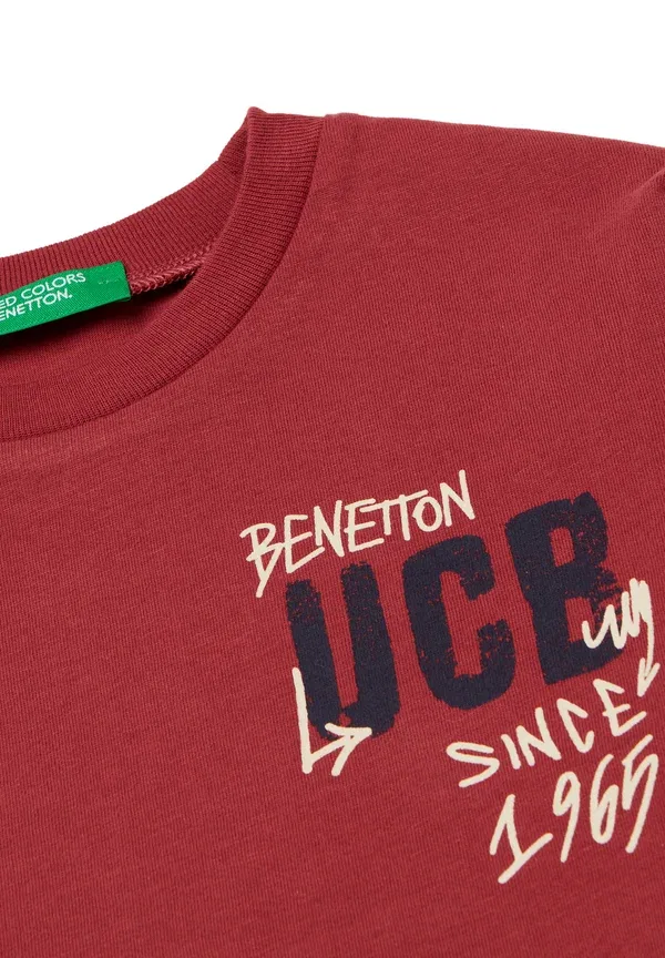 Футболка с длинными рукавами и принтом в виде логотипа United Colors Of Benetton, красный — фото 3