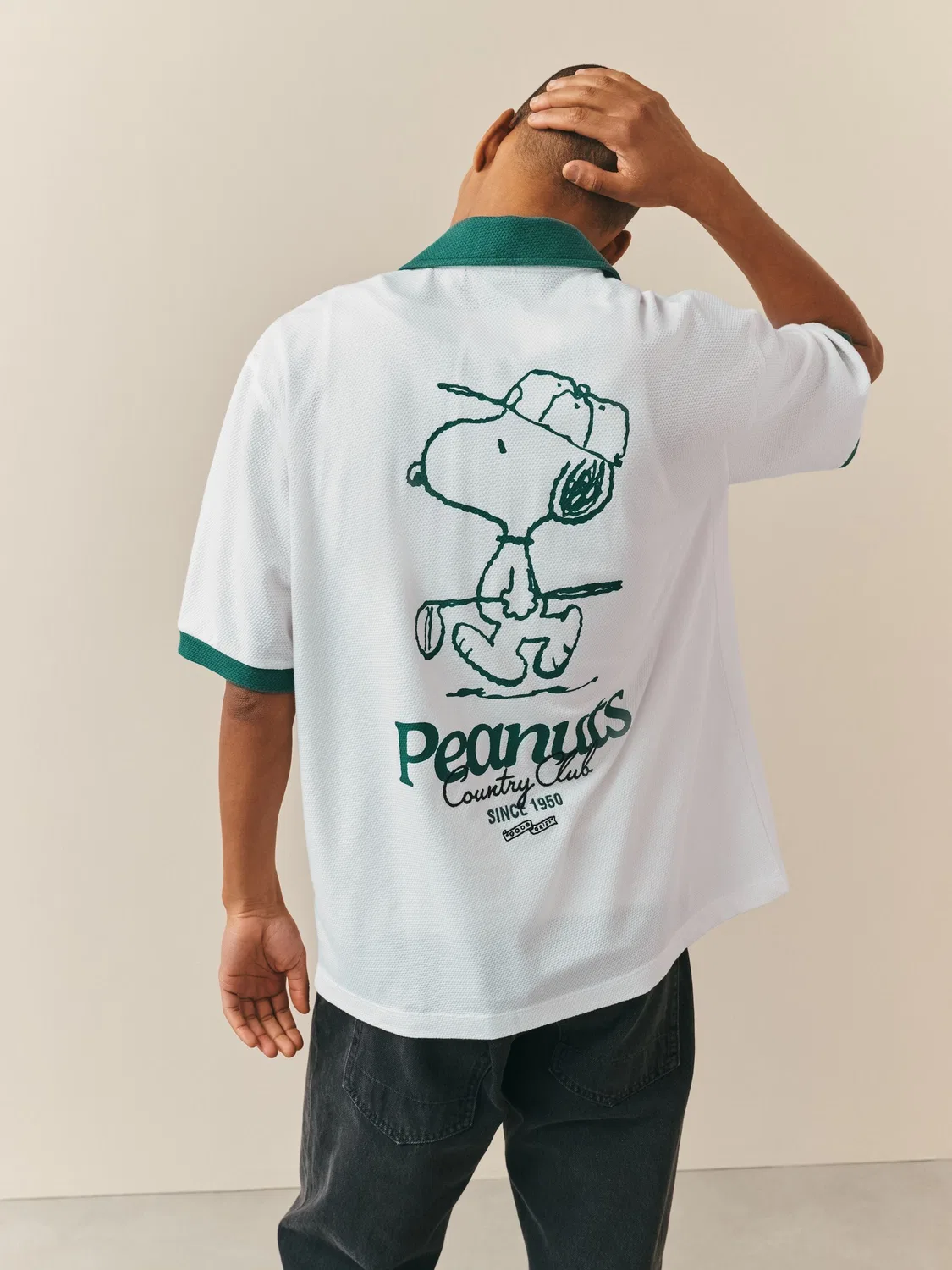 Рубашка с принтом Snoopy, хлопок Next, бело-зеленая