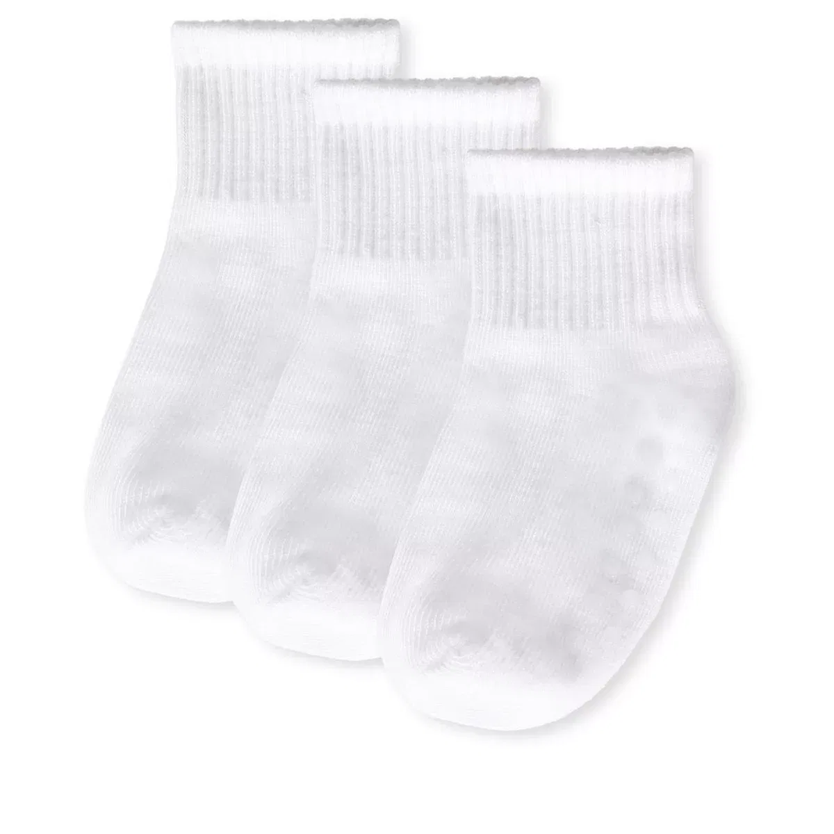 Детские носки для малышей ребристые нескользящие 3 пары Memoi LEGWEAR, White-White-White — фото 2