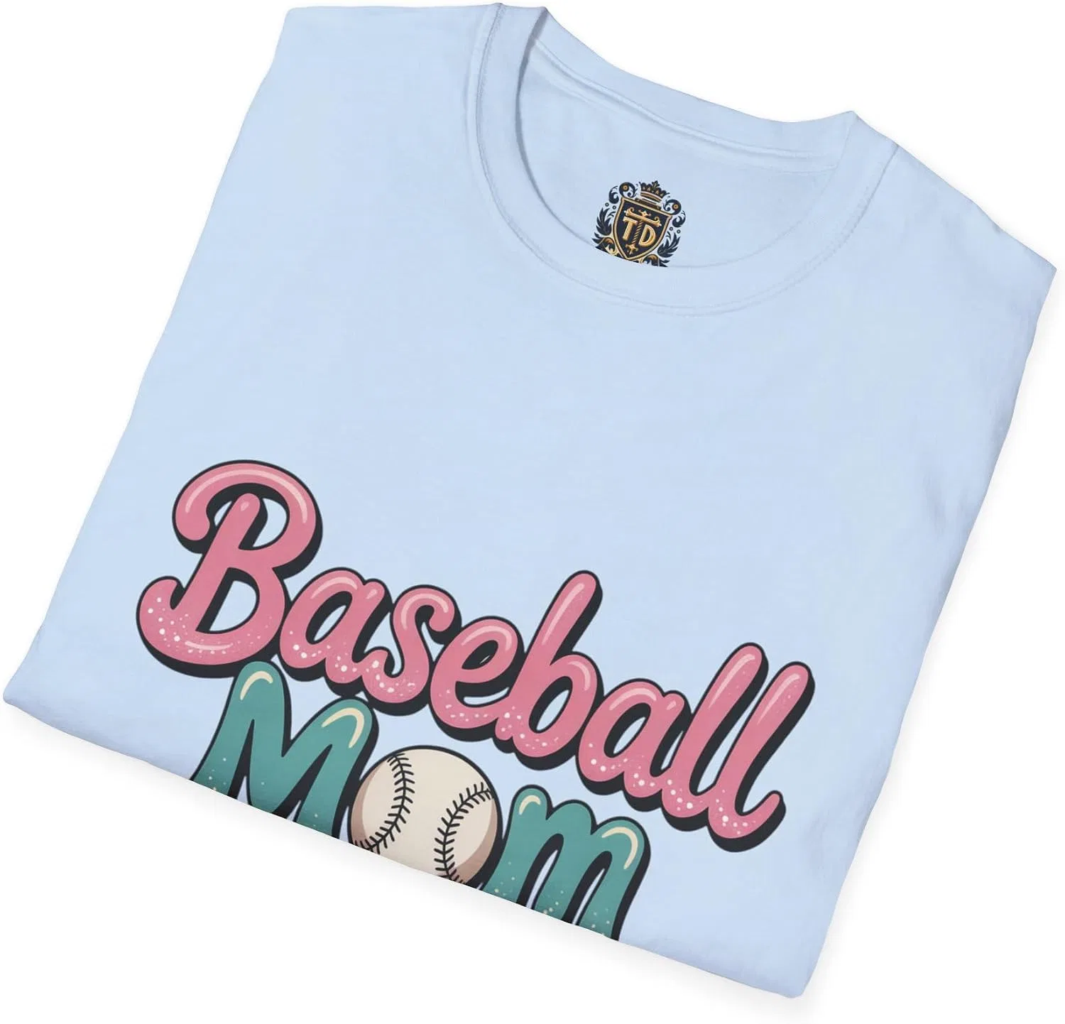 Мужская футболка с принтом Baseball Mom, светло-синий — фото 4
