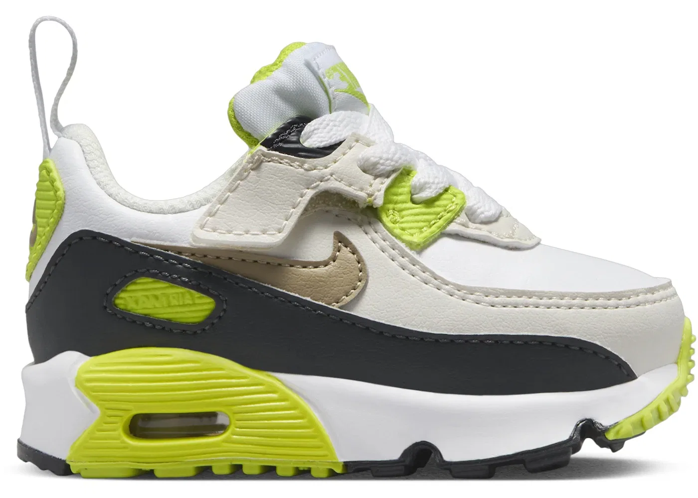 Детские кроссовки Nike Air Max 90 EasyOn, цвет White/Cyber/Dark Smoke Grey/Khaki