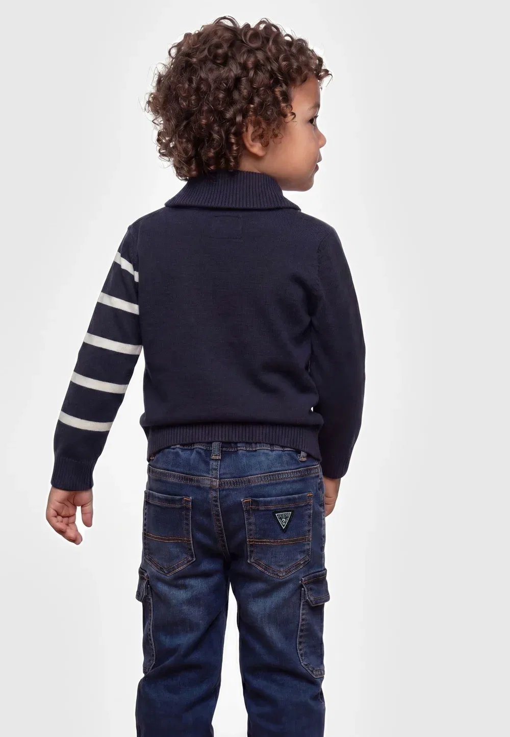 Gestreifte Strickjacke - кардиган Guess, Mehrfarbig, Grundton Blau — фото 3