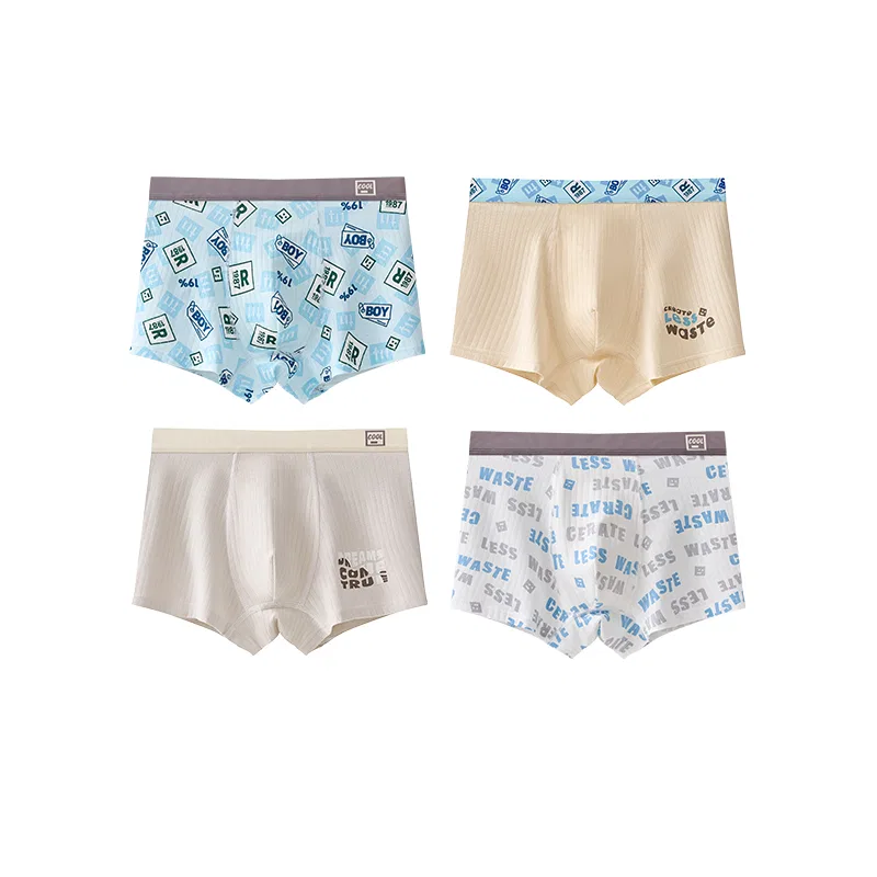 Детские трусы 4 штуки, комплект, Sky Blue Khaki Beige Apricot Ecru MIIOW