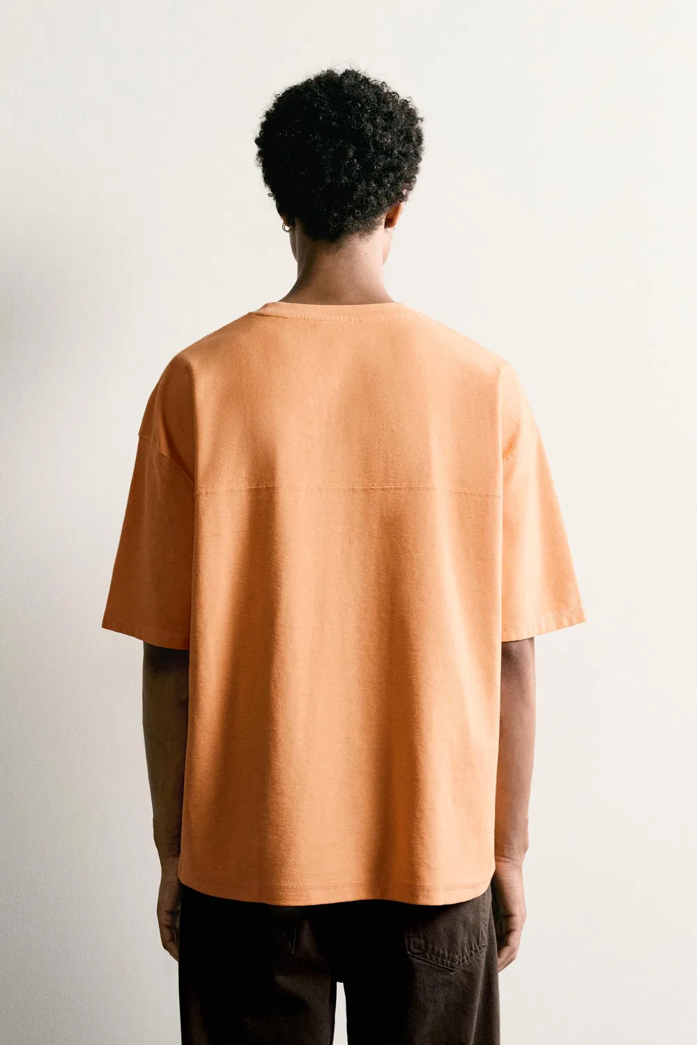 Футболка свободного кроя с декоративными швами. ZARA, Orange — фото 3