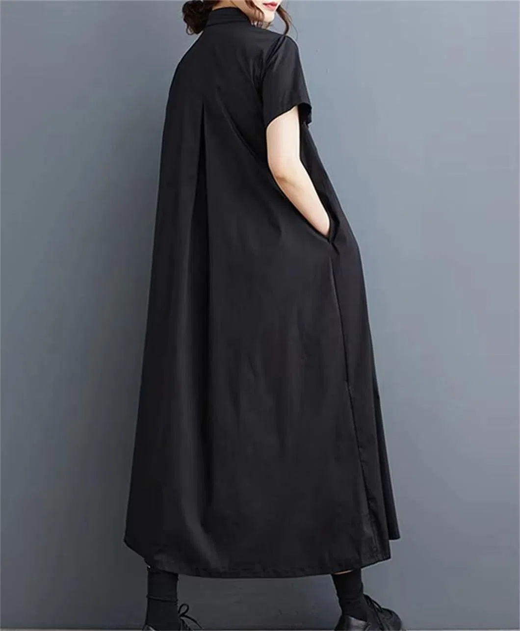 Женское повседневное платье-рубашка с воротником Korean Fashion, Gray — фото 2