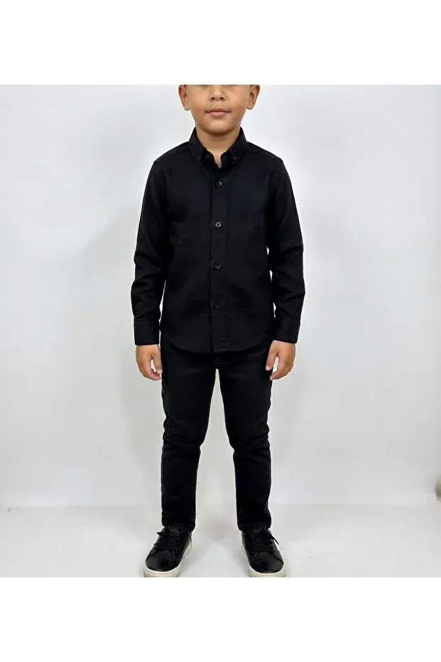 Детская рубашка для мальчиков хлопковая Young Gs Tekstil, Black
