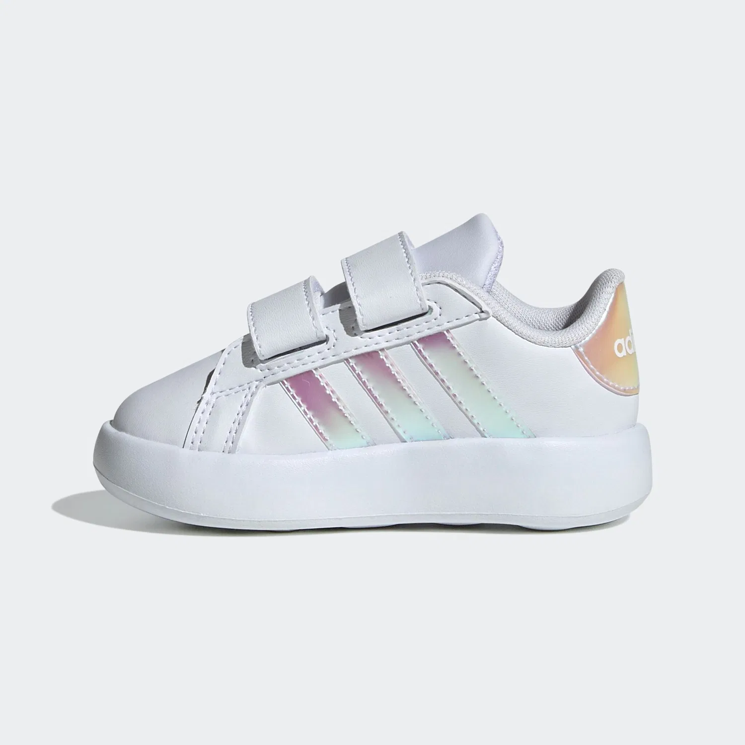 Детские кроссовки на липучках Grand Court 2.0 Adidas Sportswear, Cloud White/Iridescent/Grey Two — фото 2