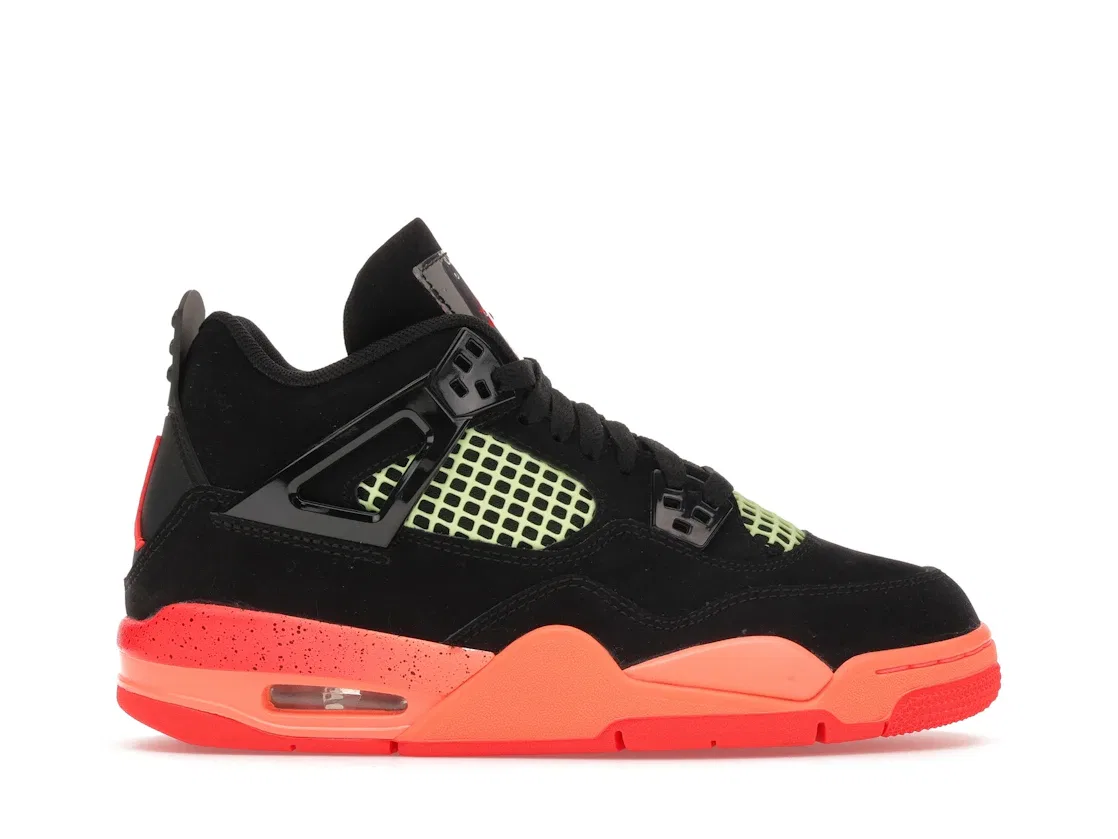 Детские кроссовки Lifestyle с кроссовками Jordan 4 Retro Jordan, Black/Infrared 23/Bright Mango/Barely Volt/White