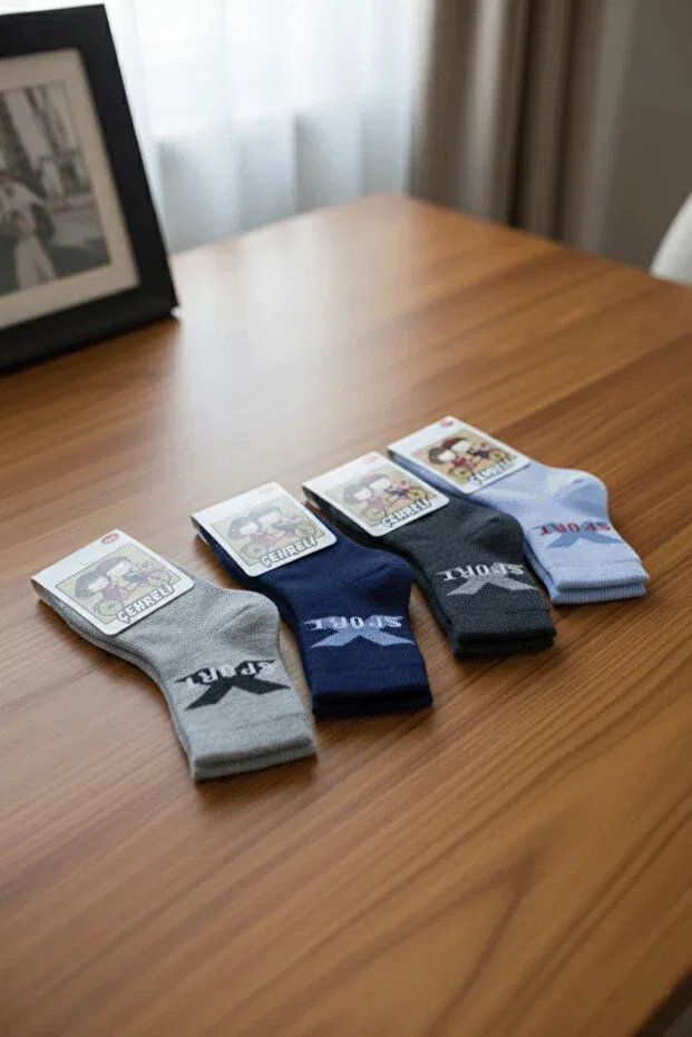 Детские носки из махры для новорожденных 4 пары Çehreli, Blue & Gray & Smoke & Navy — фото 2