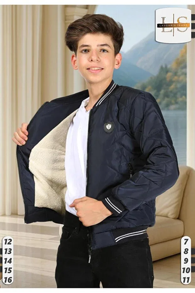 Детское пальто для девочек стеганое Lasgaris Jeans, Navy Blue
