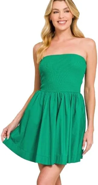 Женское мини-платье с расклешенной юбкой Tube Top, Green