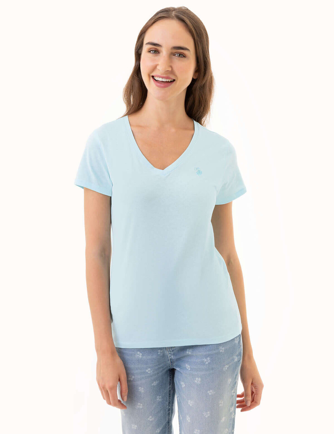 

Футболка U.S. Polo Assn. Tonal V-Neck, голубой