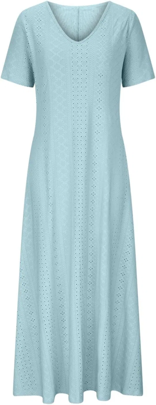 Женское летнее макси-платье с рукавами-лепестками Light Blue — фото 4