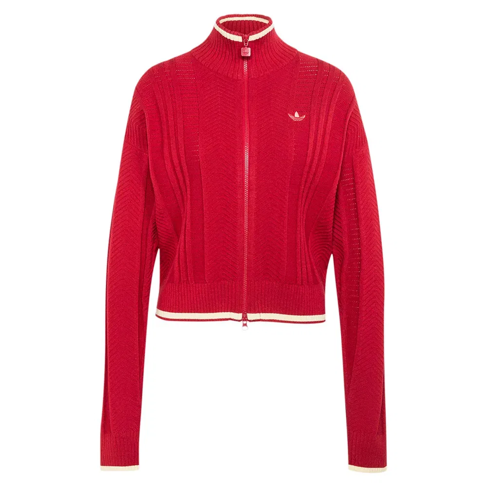 Свитшот с полной застежкой-молнией Cable Knit Firebird Adidas Originals, красный — фото 3