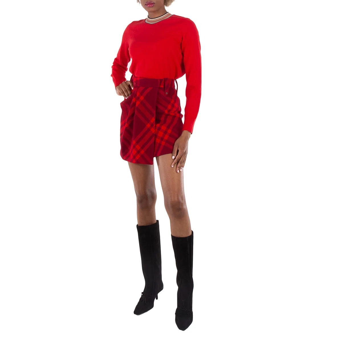 Юбка мини в клетку из шерсти Check Pleated Wool Mini Skirt Burberry, Ripple Ip Check — фото 4