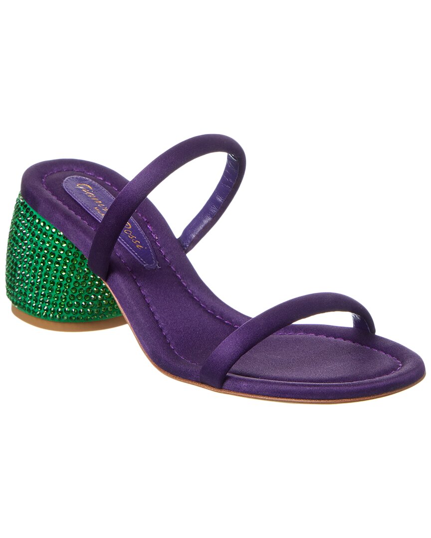 Gianvito Rossi Jolie Satin & Leather Sandal, фиолетовый