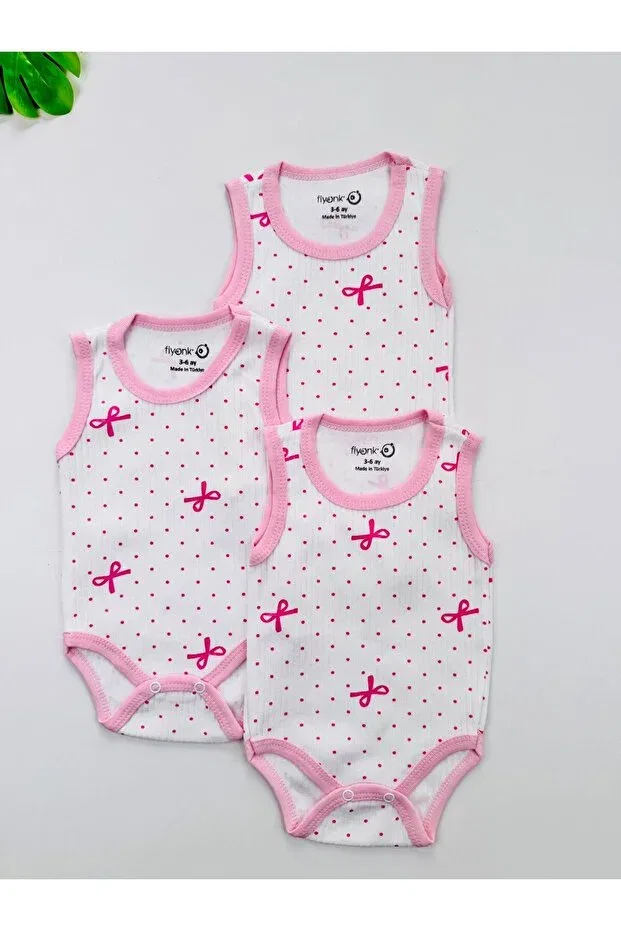Детское боди-топ для девочек хлопковый 3 шт Basics Efu Baby, Pink — фото 2
