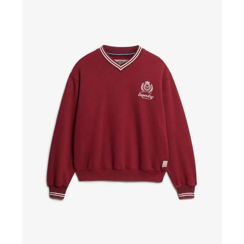 Женский свитшот с V-образным вырезом Country Club Superdry, Rot