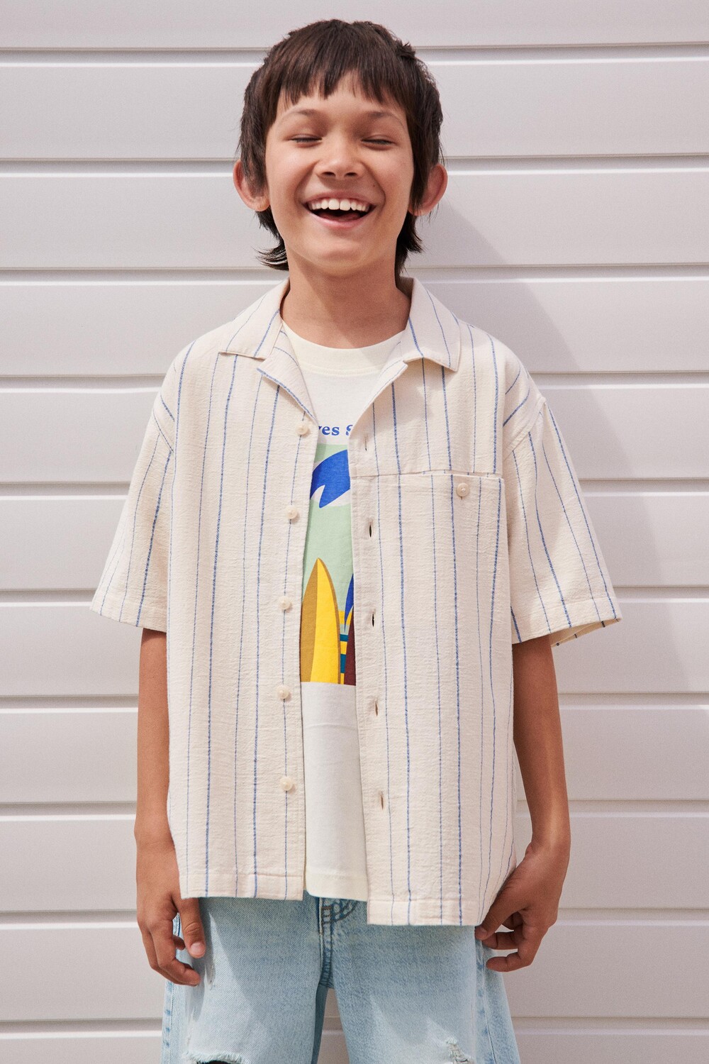 

Футболка с волнами ZARA, бежевый