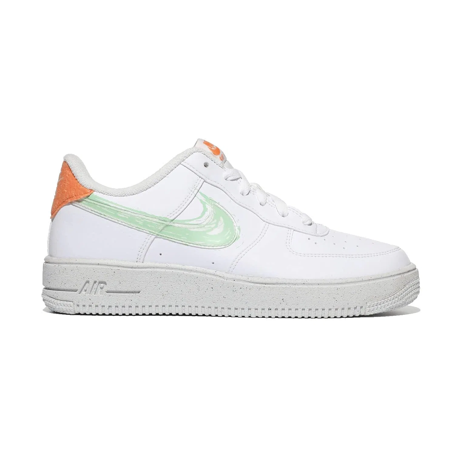 Детские кроссовки Nike Air Force 1 (GS) Crater, White Enamel Green Orange Trance Sail — фото 4