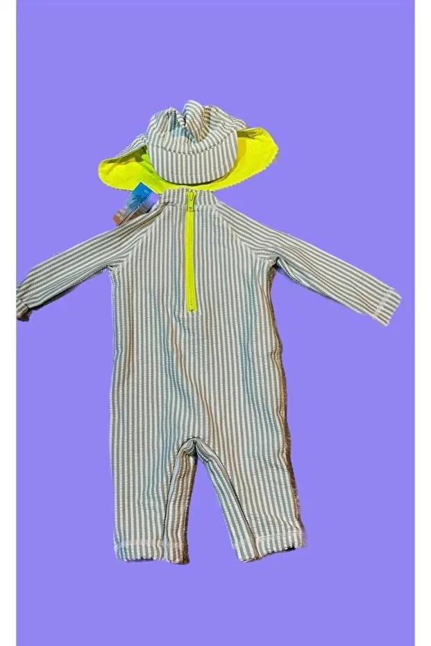Детский комплект купального костюма с шапочкой с принтом Next Baby, Green