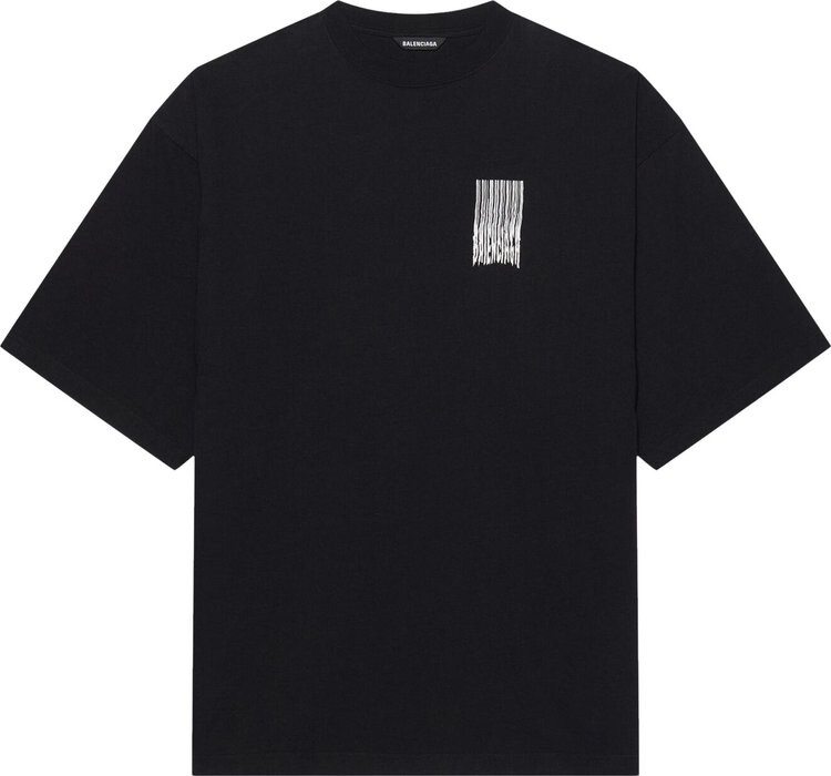 Футболка Balenciaga Barcode Wide Fit с принтом, черный — фото 2